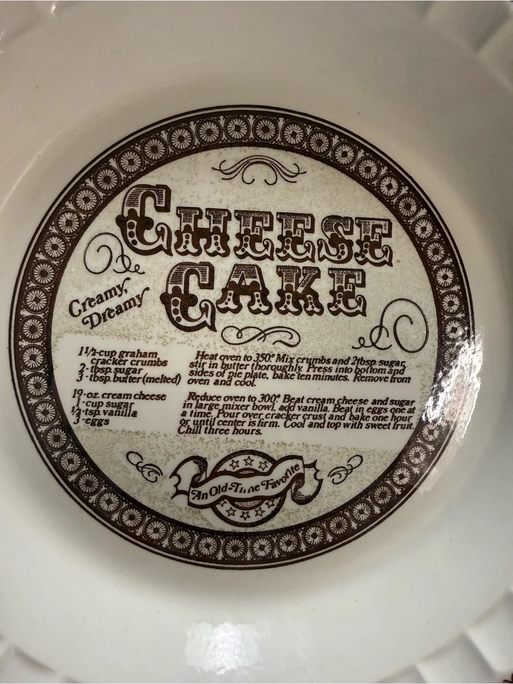 Jeannette Cheesecake Pie Plate